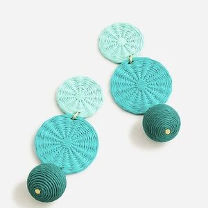 JCrew Raffia Aqua Green Dangle Statement Earrings